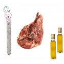 Pack Huile d'olive bouteille + Salchichon VELA + Jambon Serrano